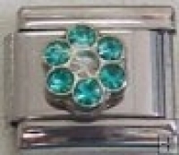 BLOEM strass zeegroen/ turquoise -9mm luxe schakel
