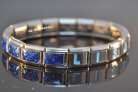 GEKLEURDE schakel voor zeer LUXE armband BLAUW glitter