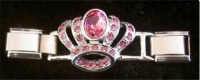 Connector kroontje -ROZE STRASS GROTE KROON-