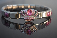 Connector kroontje -ROZE STRASS GROTE KROON-