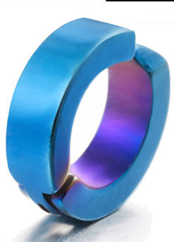 Bredere ring oorbel, kleur kobaltblauw