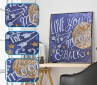 Diamond painting GLITTER  steentjes  LOVE YOU TO THE MOON AND BACK-25x25cm- partieel