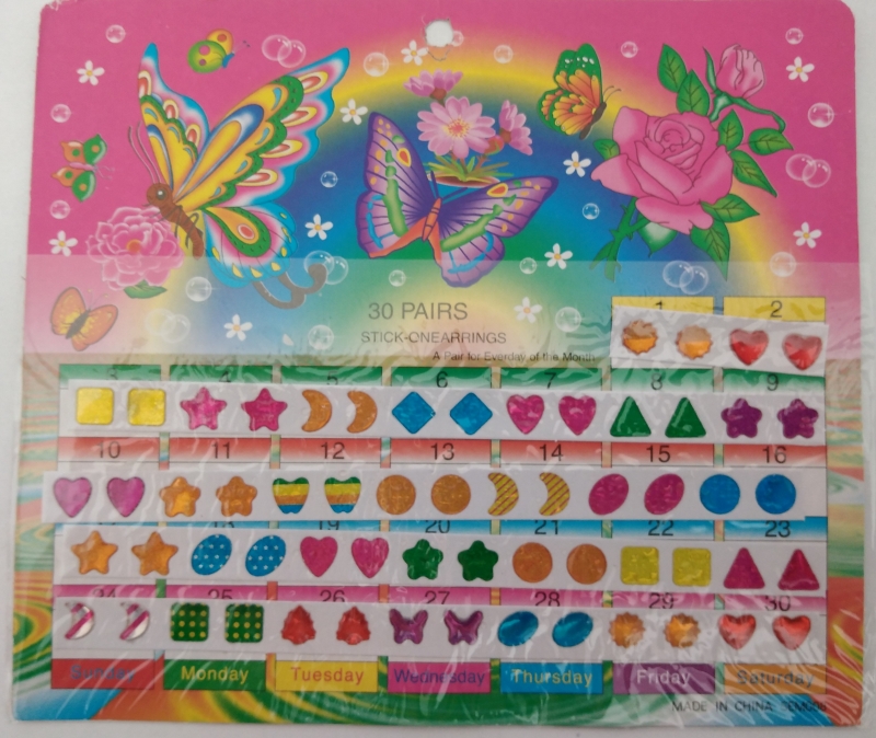 Plakoorbellen -30 paar crystal stickers - vlinders
