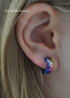 Magnetische oorbellen RINGETJE zilverkleur met klein strass steentje, geen gaatjes nodig!