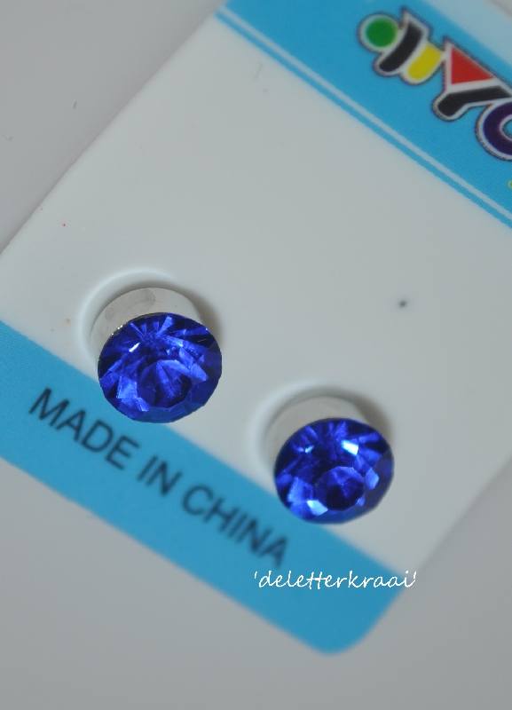 Magnetische oorbellen 8 mm kobaltblauw